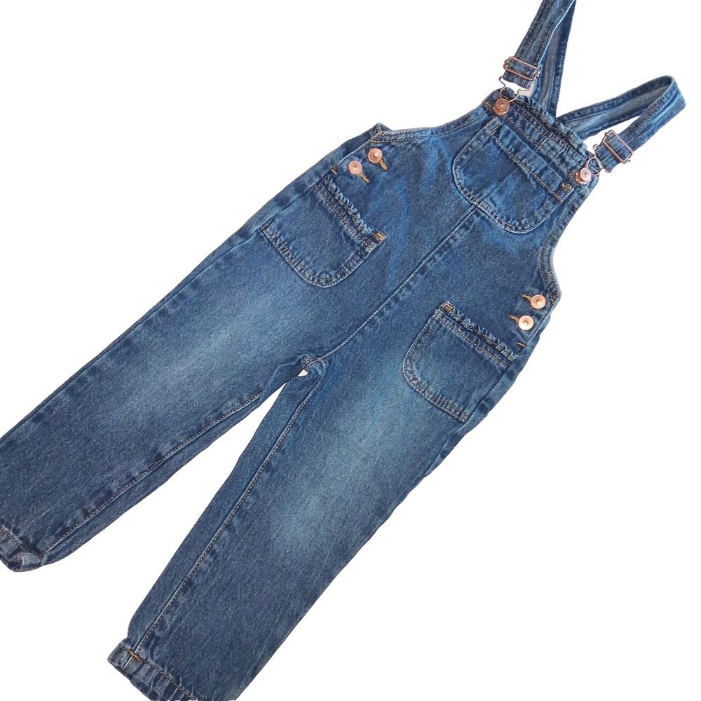 Wonder Nation Kids Girl's Toddler Overall Bib Size 3t Dark Denim Distressed